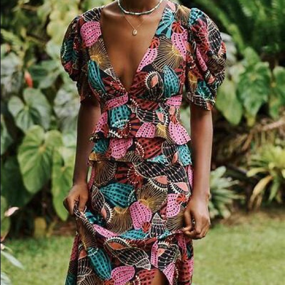 FARM Rio Dresses & Skirts - Farm Rio Shell Mix Midi Dress